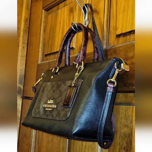 Coach | Bags | Coach Mini Emma Python Accent Satchel Leather Shoulder ...